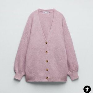 Zara🎀Soft Pink Cardigan Sweater